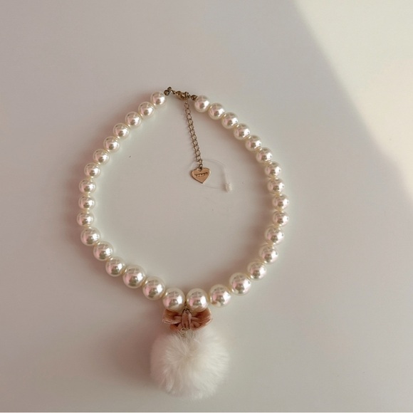 Liz Lisa Velvet Pink Bow Fluffy Pearl Necklace - Picture 1 of 2